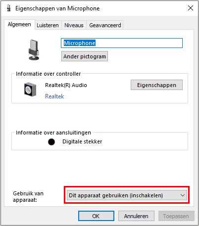 microfoon apparaateigenschappen