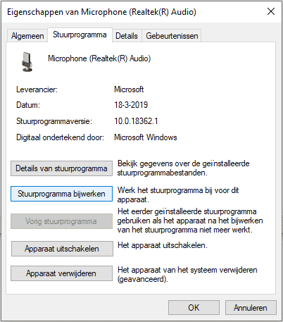 microfoon drivers bijwerken