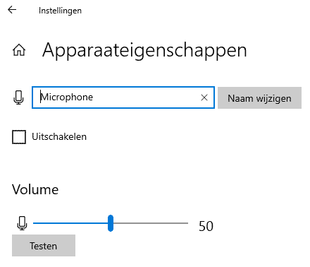 microfoon volume instellen windows 10